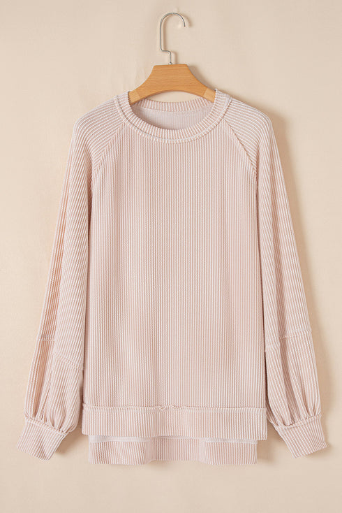 Corded Lantern Sleeve Top Ruffled Mini Skirt Two Piece Dress